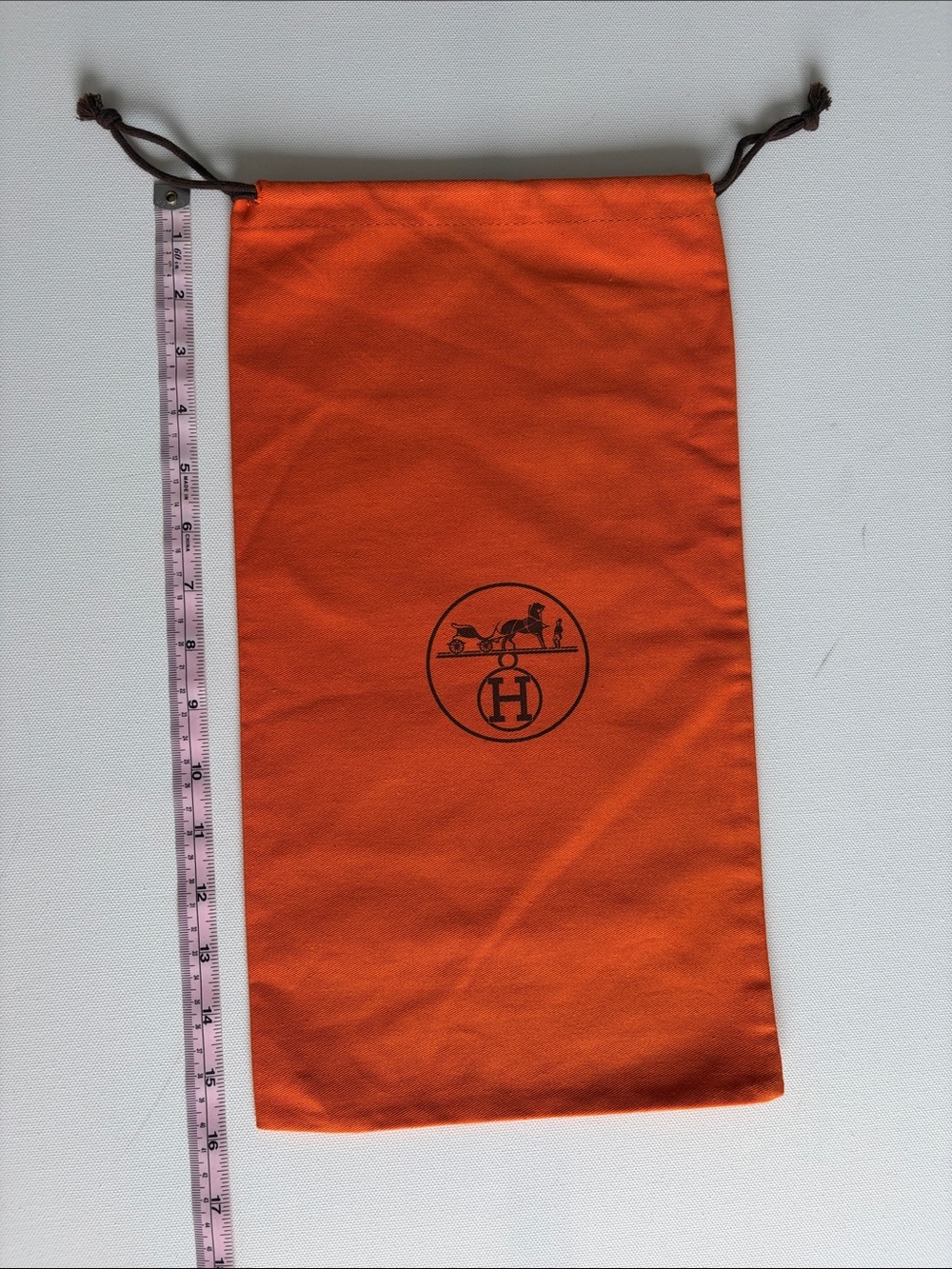 Hermes Orange Drawstring Travel Dust Bag 16”x8.75”